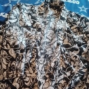 Perceptions Black and White Floral Lace Jacket